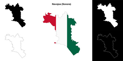 Navojoa municipality (Sonora) outline map set
