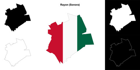 Rayon municipality (Sonora) outline map set
