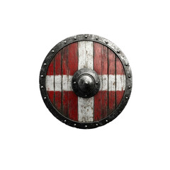 Danish Viking Shield  Ancient Wooden Round Shield with Scandinavian Flag Design