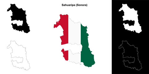 Sahuaripa municipality (Sonora) outline map set