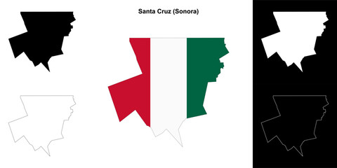 Santa Cruz municipality (Sonora) outline map set