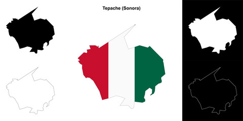 Tepache municipality (Sonora) outline map set
