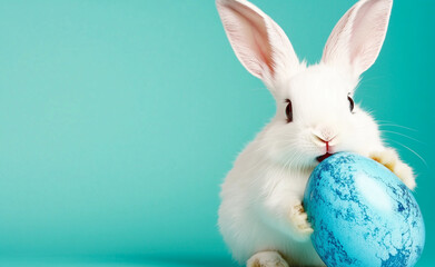 Obraz premium White Rabbit with Easter Egg