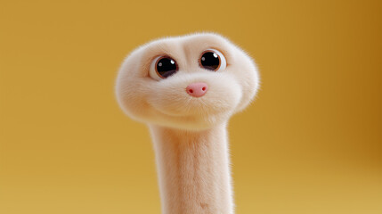 Cute snake displaying its charming features against a bright yellow background