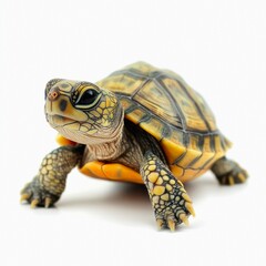 Obraz premium Close-up of a small tortoise isolated on white background.