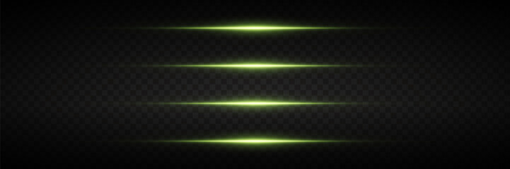 Horizontal laser line light effects. On transparent background.