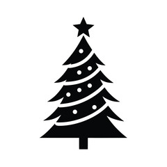 christmas tree icon silhouette vector illustration