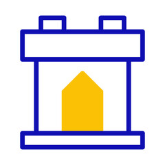 Modern minimalist fireplace icon, clean architectural design for graphic elements