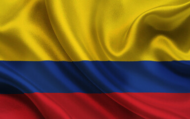 Colombia flag waving with the wind, 3D illustration