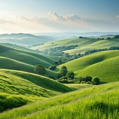 Obraz premium landscape with green fields and hills