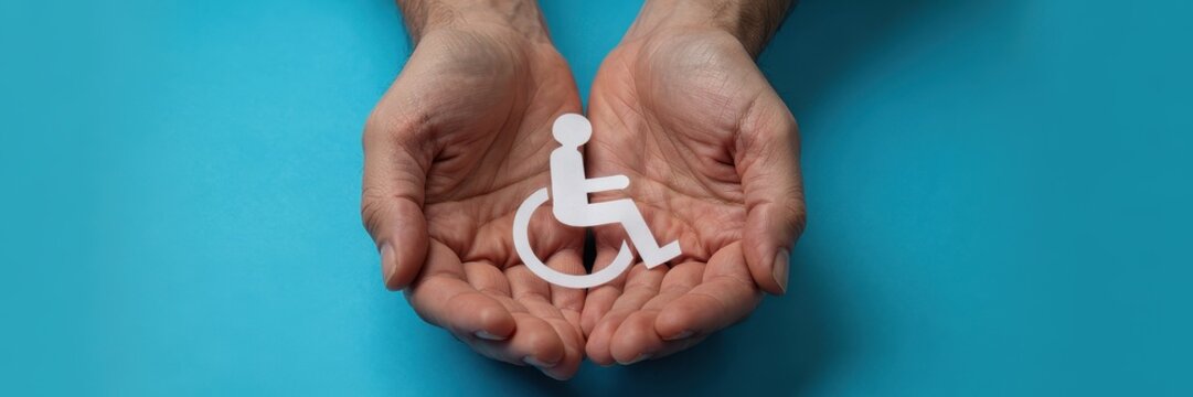Hands holding a symbol of disability support.