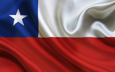 Closeup of the Chilean National Flag with Vibrant Colors and Star Emblem