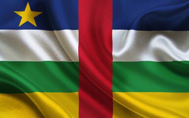 Obraz premium Central African Republic National Flag with Horizontal Stripes and a Red Vertical Bar