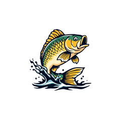 Vsai jumping fish making splash in water design