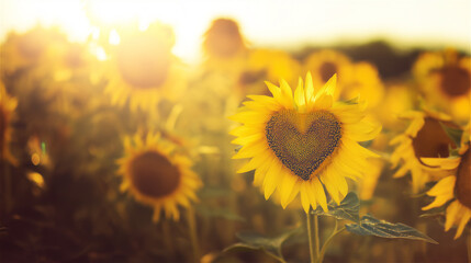 ひまわり畑のハートのひまわり