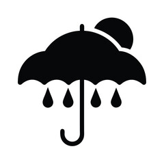 rain cloud with umbrella icon silhouette vector illustration