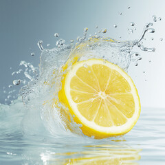 Fresh Lemon Splashing in Water