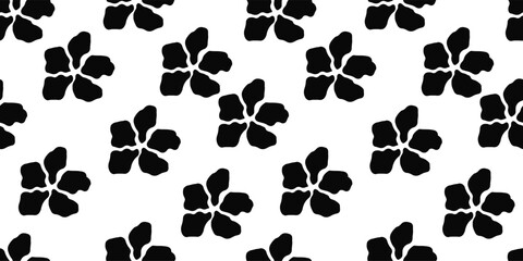 Fototapeta premium Seamless floral pattern with black abstract flowers on a white background. Modern vector botanical design for fabric, wallpaper, textile, packaging, and digital projects. Elegant monochrome style