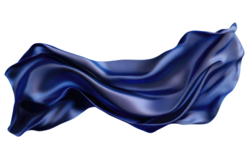 Flying gradient light to dark blue silk textile fabric flag isolated on blue background. Smooth elegant Colorful gradient Satin for grand opening ceremony PNG