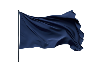 Flying gradient light to dark blue silk textile fabric flag isolated on blue background. Smooth elegant Colorful gradient Satin for grand opening ceremony PNG