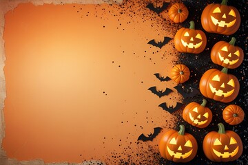 Spooky Halloween pumpkins bats glitter festive autumn design perfect for cards invitations backgrounds