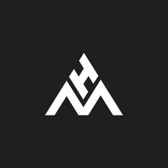 Triangle shape HM vector logo design branding template.