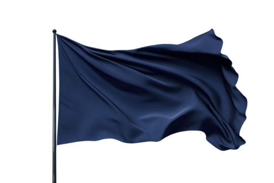 Flying gradient light to dark blue silk textile fabric flag isolated on blue background. Smooth elegant Colorful gradient Satin for grand opening ceremony PNG