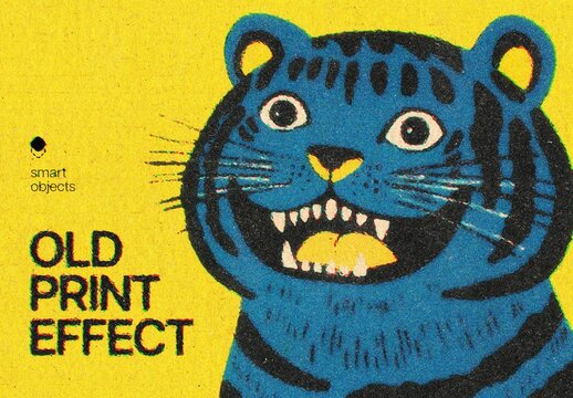 Old Print Authentic Effect Mockup