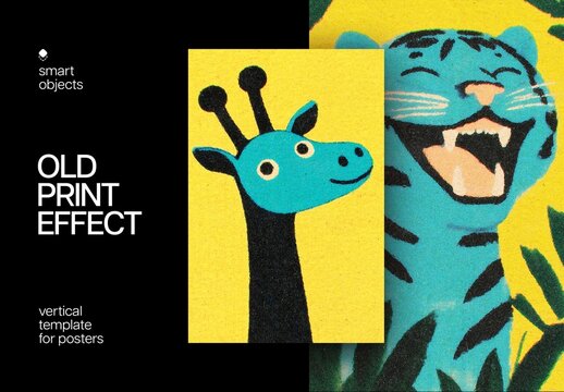 Old Print Authentic Poster Effect Mockup