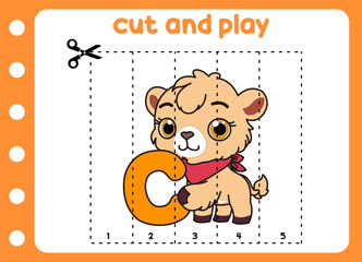 cut and play animal picture. kids game. cute camel