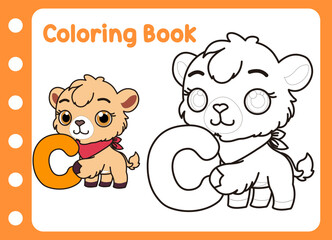 coloring book for kids. cute camel