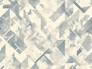 Abstract geometric background featuring overlapping fragmented shapes and triangles in muted blue-grey and cream with a distressed grunge texture. 