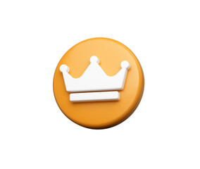 3D Orange crown icon symbolizing royalty, leadership, and premium status. 3d illustration