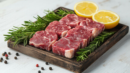 Fototapeta premium Premium Fresh Halal Meat Cuts for Eid al-Adha Qurbani – Organic Lamb Beef Steaks
