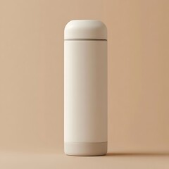 White insulated bottle with beige background. (10)