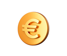 3D Golden icon with Euro symbol, representing European currency. 3d illustration