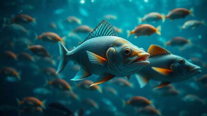 Naklejka premium Natural image of fish schools in the ocean