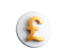 3D White coin with golden Pound symbol, representing British currency and finance. 3d illustration