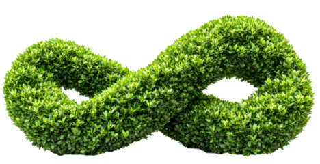 Green Infinity Symbol Made of Lush Foliage for Nature Concepts Isolate on Transparent Background, cutout, png