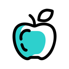 Abstract Cyan Apple with Black Accents on Black Background - Graphic Design