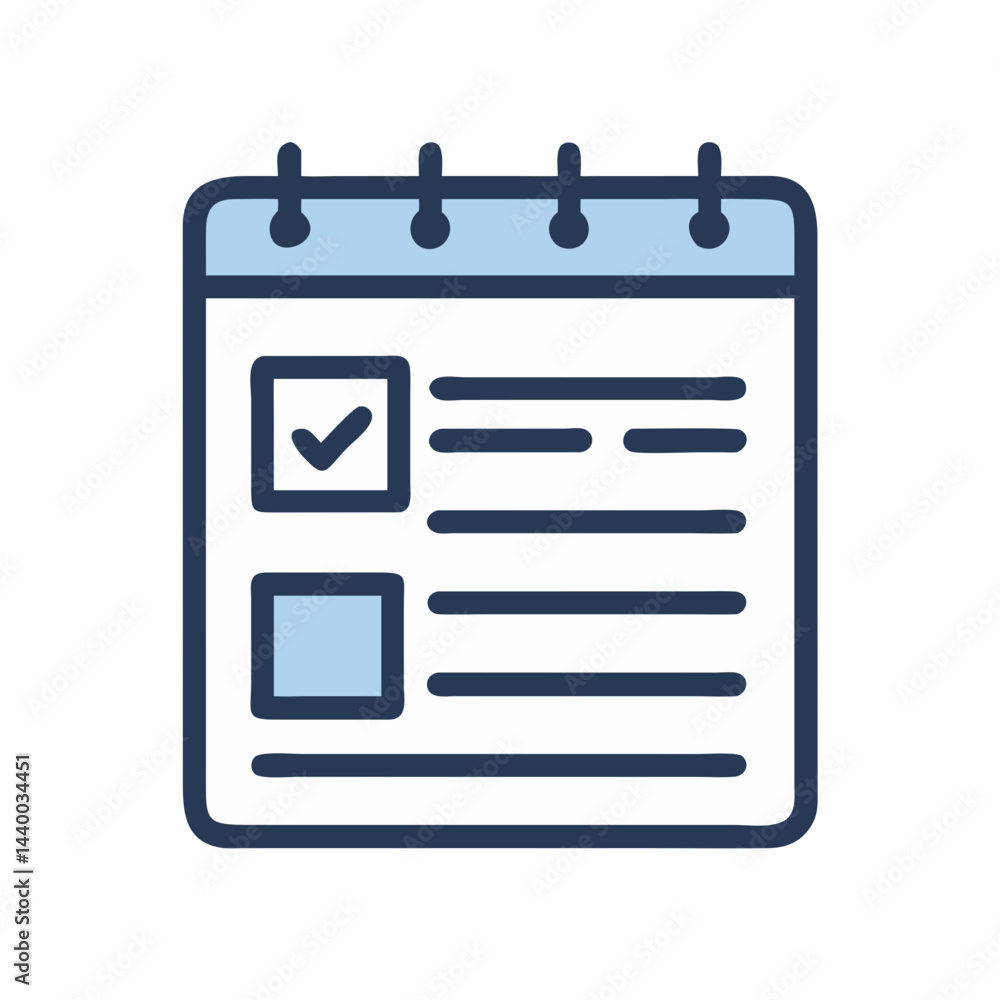 Poster checklist icon with check mark symbol for task management and planning