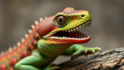 Fototapeta premium Open mouth lizard animal image