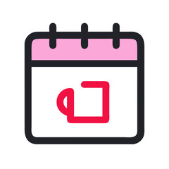 Blue Outline Calendar Icon Isolated on Black Background, Planning and Scheduling
