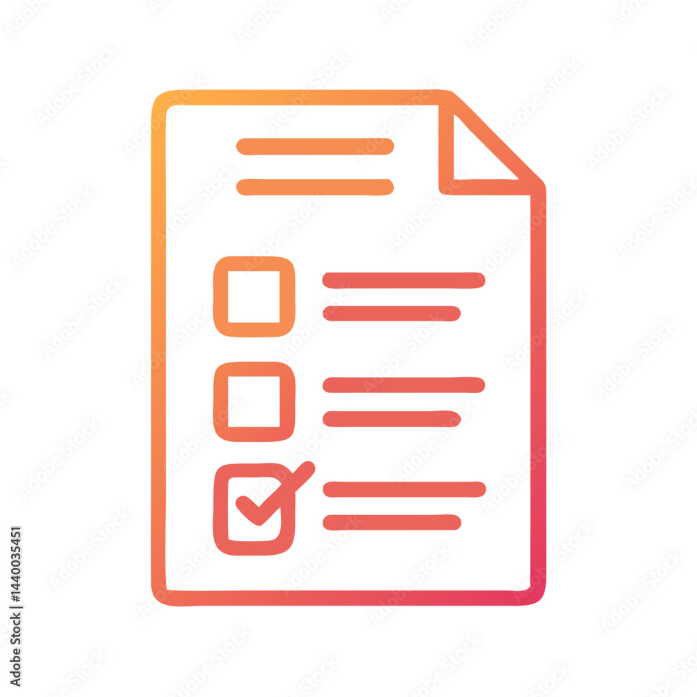 Poster checklist icon with tick mark and checkboxes, colorful gradient