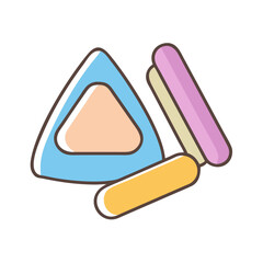 Abstract Geometric Shapes with Pastel Colors on a Black Background