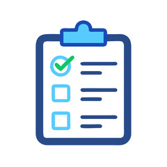 Blue Checklist Clipboard with Green Check Mark - Task Management & To-Do