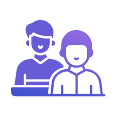 Two People Icon Illustration: Teamwork, Partnership, Collaboration, and Support