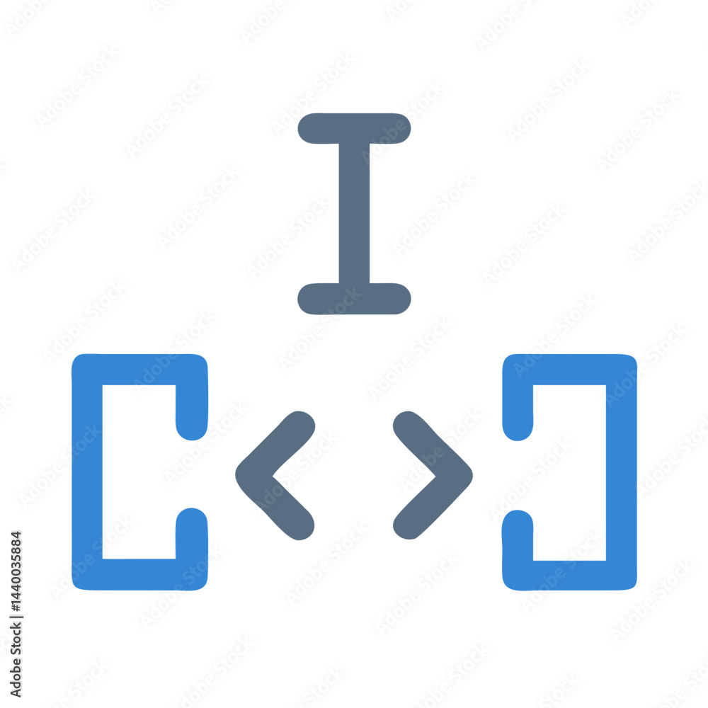 Poster data modeling icon: connecting boxes with brackets for data analysis