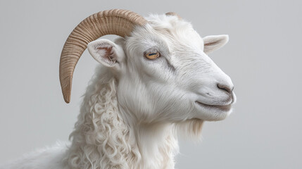 Eid al-Adha White Goat with Horns – Islamic Festival Sacrificial Animal Photo