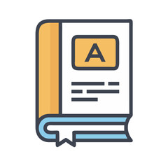 Education Icon: An Open Book with ABC Letters for Learning and Study